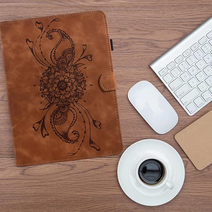 Mandala Flower Case Compatible with Samsung Galaxy Tab A11+ Plus/A9+ Plus 11 Inch 2026/2024 Cute Embossed Suede Leather Folio Stand Cover for Galaxy Tab A11+/A9+ Tablet Auto Wake/Sleep Black