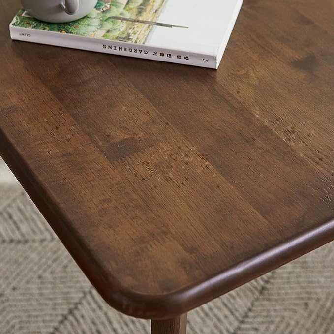 Livinia Canberra 27.6" Square Wooden Dining Table/Mid Century Modern Malaysian Oak Kitchen Table (Walnut) Table Only