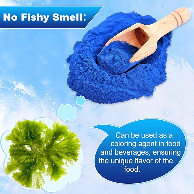 Blue Spirulina Powder - 40g Natural Blue Food Coloring, No Fishy Smell