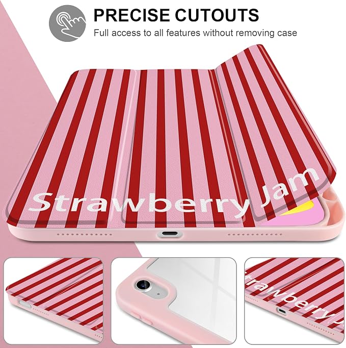 Case for iPad (A16) 11th Generation 11 inch 2025 /iPad 10th Gen 10.9 2022 - Aesthetic Cute Preppy Design Trifold Cover with Soft TPU Bumper Clear Back Auto Sleep/Wake Waves