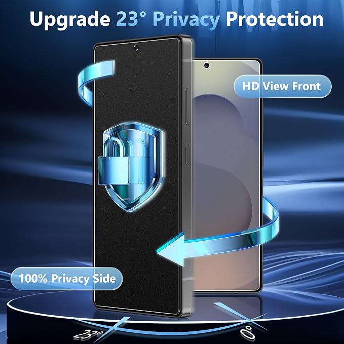 2 Pack for Samsung Galaxy S25 Ultra Matte Privacy Screen Protector | Fingerprint Unlocking 23° Anti Spy Anti Glare Anti Fingerprint 9H Glass Full coverage Case Friendly Easy Installation