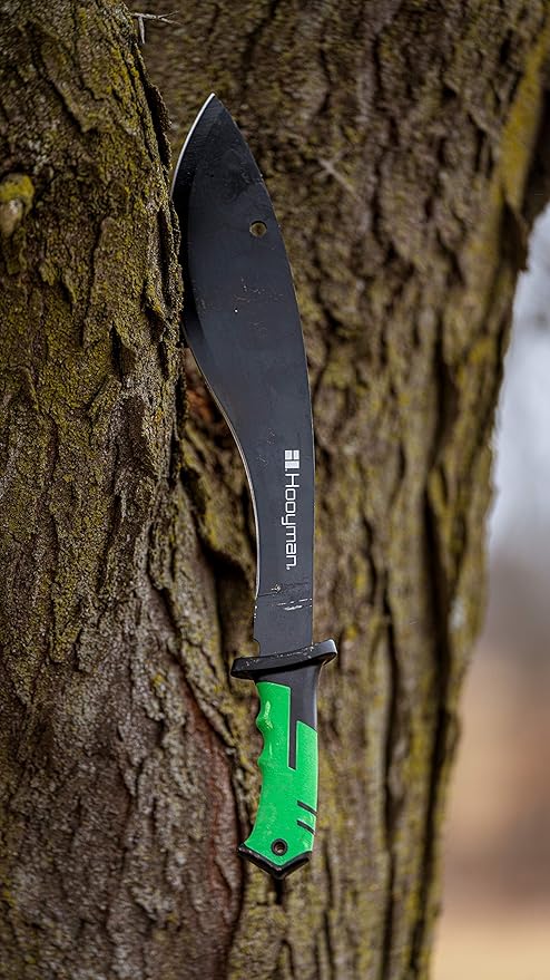 Hooyman Machete with Heavy Duty Construction, Ergonomic No-Slip Handle and Belt Sheath for Gardening, Land Management, Bushcraft, Hunting and Outdoor,Black/Green