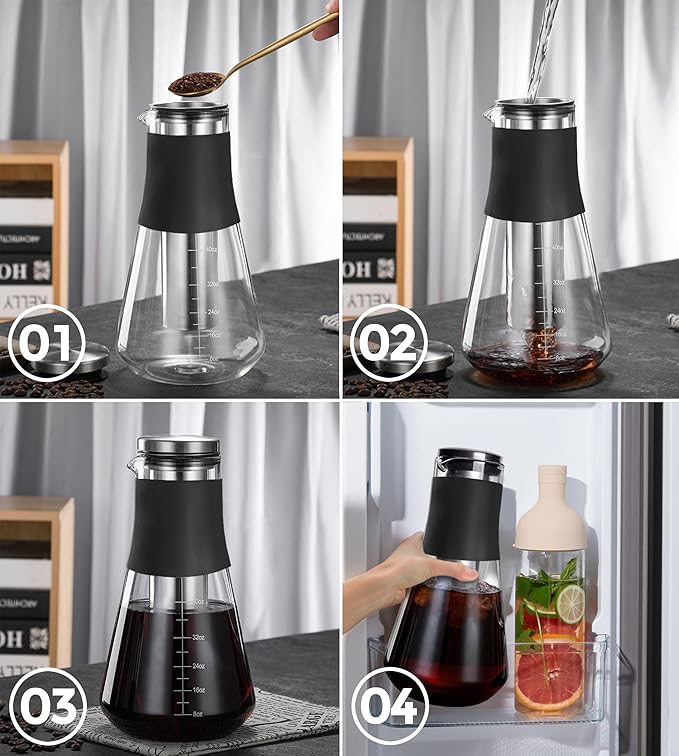 AGOGO 54oz Glass Coffee Maker & Pitcher for Iced Tea & Fruit Infusions