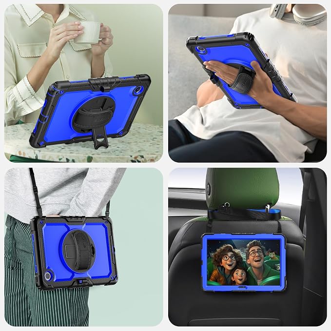 SEYMAC Case for Lenovo Tab M11/K11 11 Inch Black | Heavy Duty Shockproof Protective Built-in Screen Protector 360° Rotating Stand Hand/Shoulder Strap