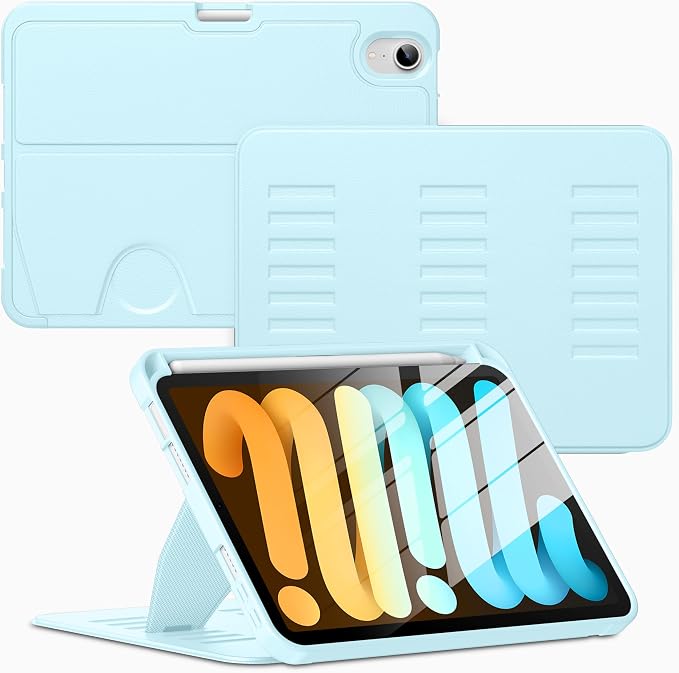 VIKESI Case for iPad mini 7 (A17 Pro) and iPad mini 6Multiple Angles Magnetic Stand CoverShockproof Soft BackPencil Holderand Auto Sleep/WakeBlack