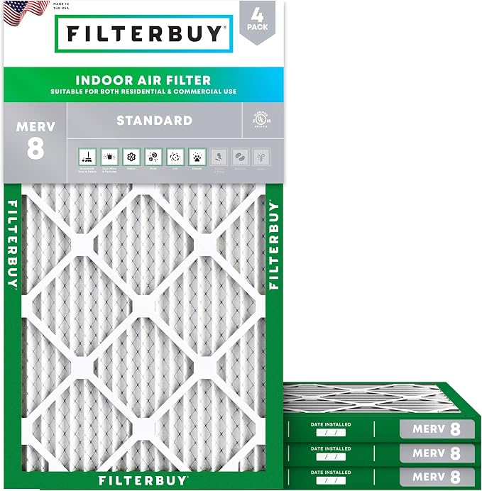 Filterbuy 20x32x1 Air Filter MERV 8 Essential Dust & Allergy Defense,