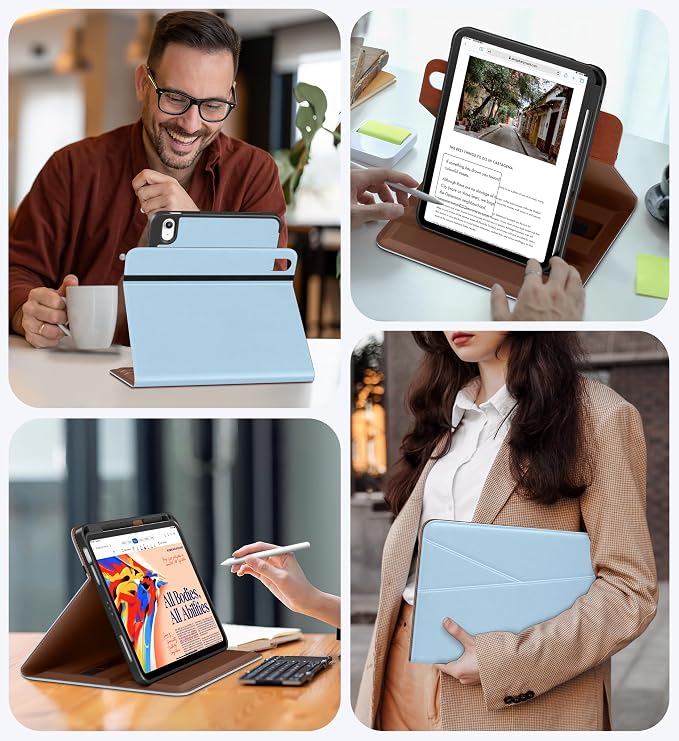 DTTO for iPad Air 11 inch Case M4/M3/M2 (2026/2025/2024) Black | 360 Degree Rotating Premium Faux Leather Folio Stand Cover with Pencil Holder Auto Sleep/Wake Multiple Angles Hand Strap
