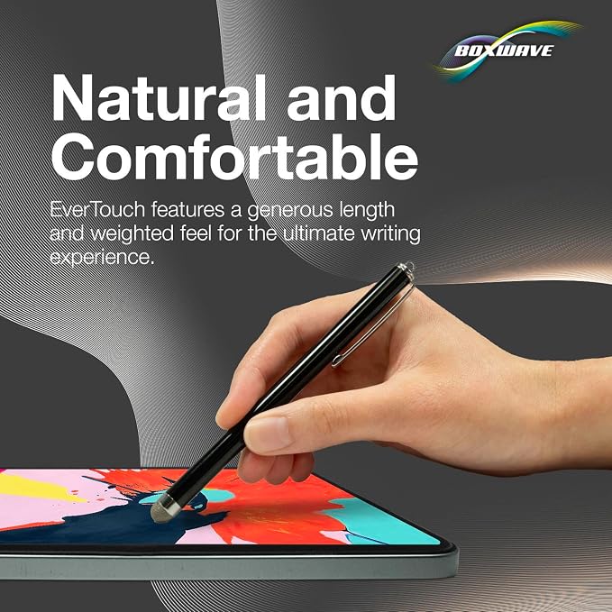 BoxWave Stylus Pen Compatible with Apple iPhone XR - EverTouch Capacitive Stylus Fiber Tip Capacitive Stylus Pen - Jet Black