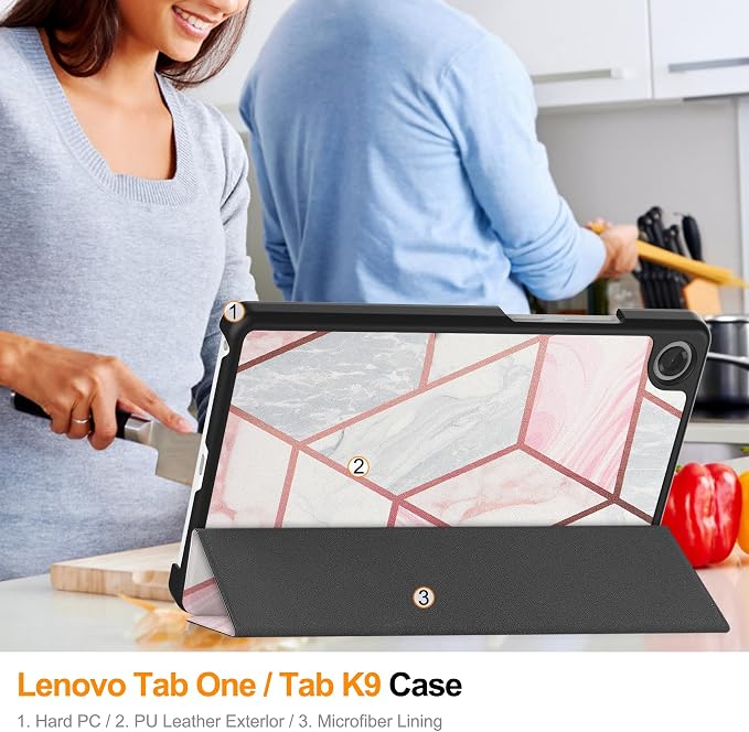 Smart Case for Lenovo Tab One / K9 8.7 Inch 2025 TB305XU/TB305FU Lightweight Trifold Stand Cover Auto Wake Sleep Blackish Green