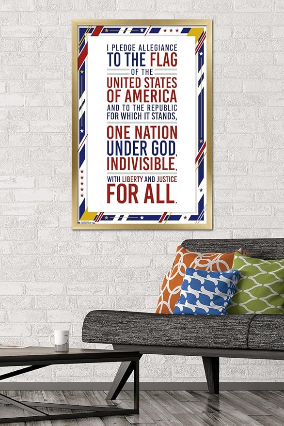 Trends International The United States Of America - Pledge Of Allegiance Wall Poster, 22.375" x 34", Gold Framed Version