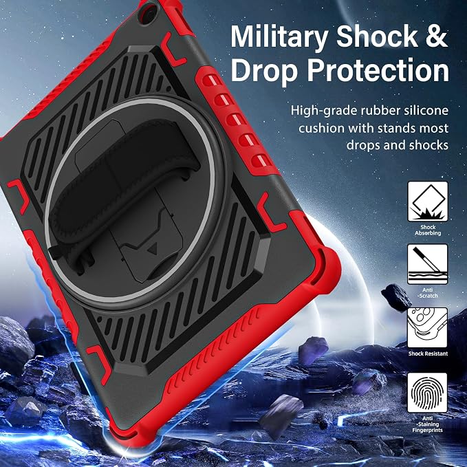 for Fire HD 10 &amp HD 10 Plus Tablet Case 13th Generation | with 360 Rotating Kickstand Hand Strap(No Screen Protector)