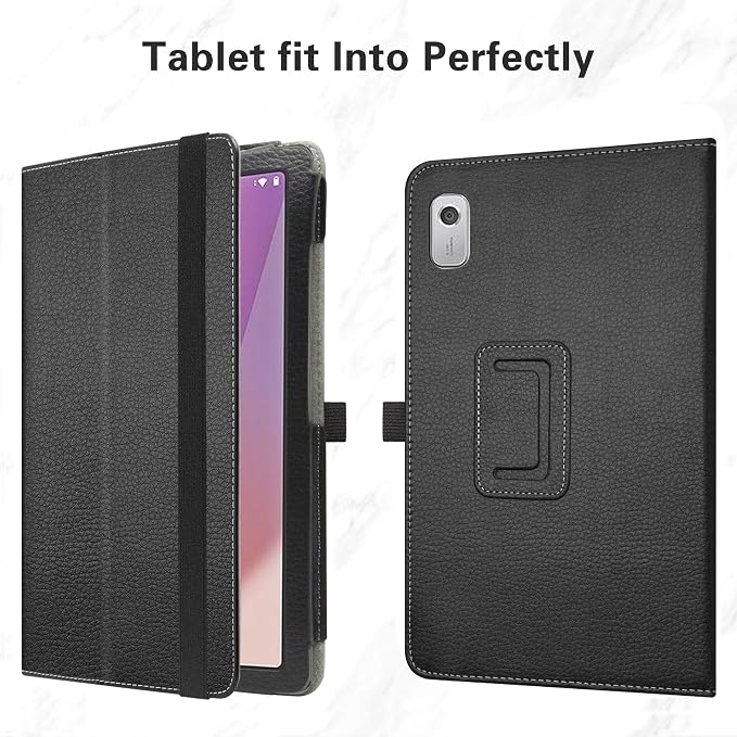 Bige for Lenovo Tab M8 FHD (2nd Gen) CasePU Leather Folio 2-Folding Stand Cover for Lenovo Tab M8 FHD (2nd Gen) TB-8705F 8 Tablet(Only fit Lenovo TB-8705F)Black