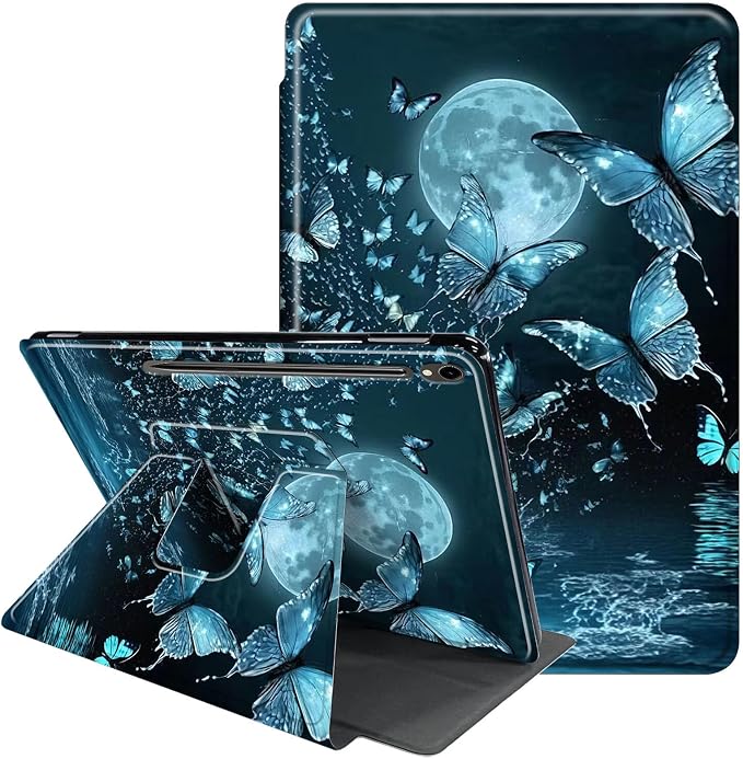 Case for Samsung Galaxy Tab A9 8.7-Inch 2023360 Degree Rotating Multi-Angle Viewing Protective Cover with Auto Sleep/Wake-Blue Butterfly
