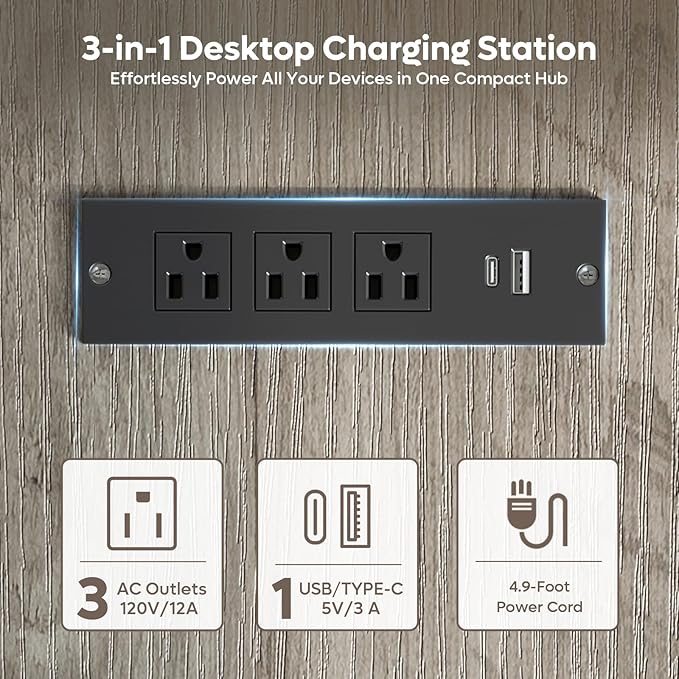 Bestier Farmhouse 63" L Shaped Desk with Hutch, Wood Computer Desk with Drawers, Charging Station, LED Light, Fluted Sliding Door Cabinet, Monitor Stand, Executive Desk for Home Office, Grey