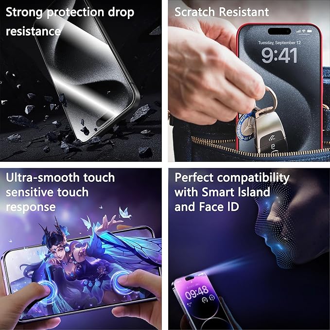 (2-Pack Ultra HD Clear Screen Protector for iPhone X/XS/11 Pro (5.8-Inch),9H Tempered Glass,Full Coverage,Anti-Fingerprint,Auto Dust Removal,Bubble-Free,Easy Installation