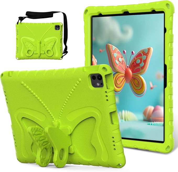 Kids Case for iPad Air 13 (2026/2025/2024) M4/M3/M2 &amp iPad Pro 13 2024 &amp iPad Pro 12.9 Cover 6th/5th/4th/3rd Gen (2022/2021/2020/2018) DIY Figures EVA Rubber Handle Stand Shockproof Bumper
