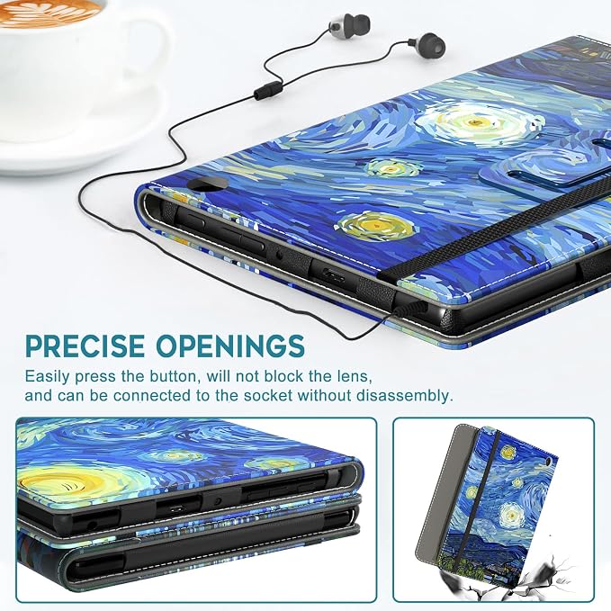 Case for All-New Amazon Fire HD 10 Tablet (13th/11th Generation 2023/2021 Release) 10.1 - Slim Folding Stand Cover with Auto Wake/Sleep Hand Strap &amp Stylus Pen Holder Black Cat