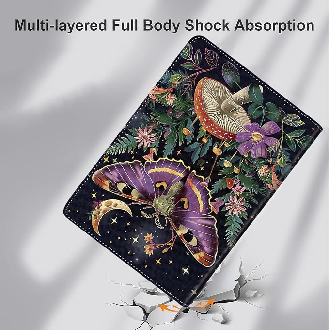 Case for iPad (A16) 11th Generation 11 Inch (2025) iPad 10th Generation 10.9 Inch (2022)，Slim Fit Foldable Standing Cover Case with Auto Sleep/Wake ，Red Moon Japanese Landscape