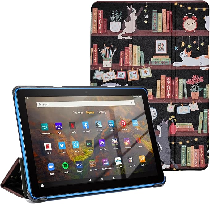 Case for All-New Fire 7 Tablet (12th Generation 2022 Release) Book Reading Lovers Gifts Lightweight PU Leather Stand Protective Cover with Auto Sleep Wake