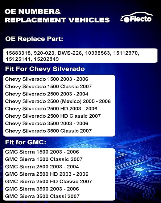 Flecto Master Power Window Switch Driver Side 15883318 with Door Lock & Bezel Compatible with 2003-2007 Chevy Silverado 1500 2500 3500 2003-2007 GMC Sierra 1500 2500 3500 Replace 920-023