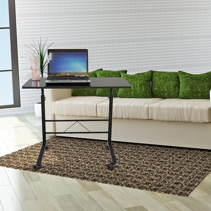 Karl home Side Table Mobile Standing Desk Adjustable Height Portable Laptop Table, TV Tray Computer Workstation Sofa Bed Teble for Home Office, Desktop 23.62" L x 15.75" W, Black