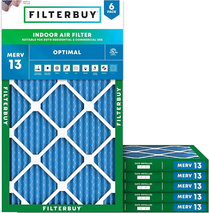 Filterbuy 16x36x1 Air Filter MERV 13 Optimal Smoke & Allergy Defense,