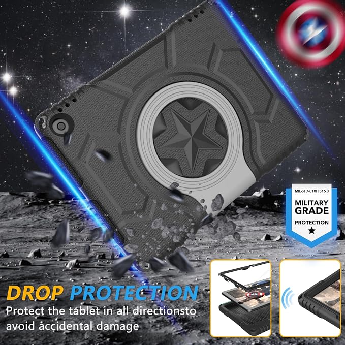 Kids case for 10 inch Tablet Lightweight Shockproof Case with Screen Protector Handle StandBlack
