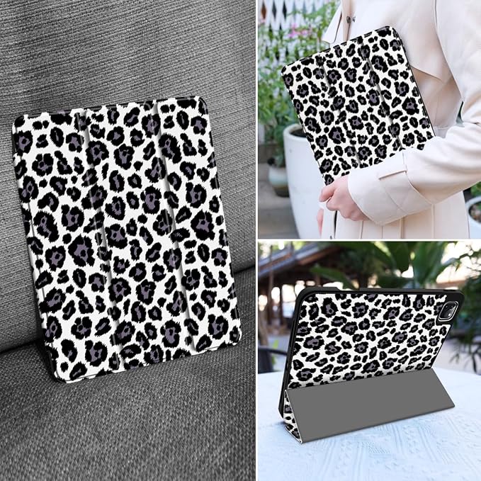 MEEgoodo for iPad Pro M2 12.9 Case 6th/5th/4th/3rd Generation 2022 2021 2020 2018 with Pencil Holder Tablet Cover with Soft TPU Back Shell Art Painted Flowers