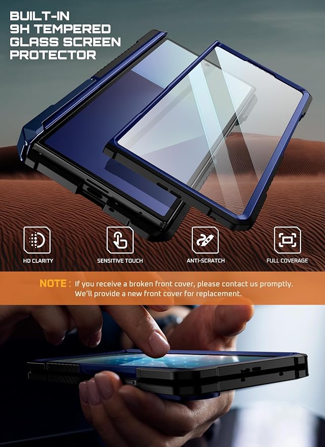 SUPCASE for Samsung Galaxy Z Fold 7 Case with Kickstand Azure | Compatible with MagSafe Tempered Glass Screen Protector Military-Grade Protection Hinge Coverage Unicorn Beetle Grip