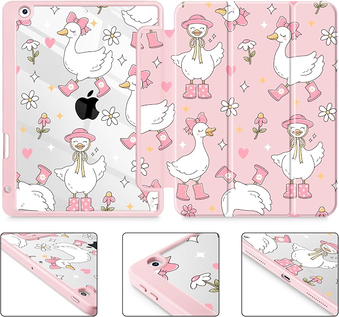 May Chen for iPad 9th Generation with Pencil Holder iPad 8th/7th Gen Case 10.2-inch [Penceil Holder] Trifold Stand Auto Wake/Sleep Clear TPU Protection Back Cover Ballet Shoes