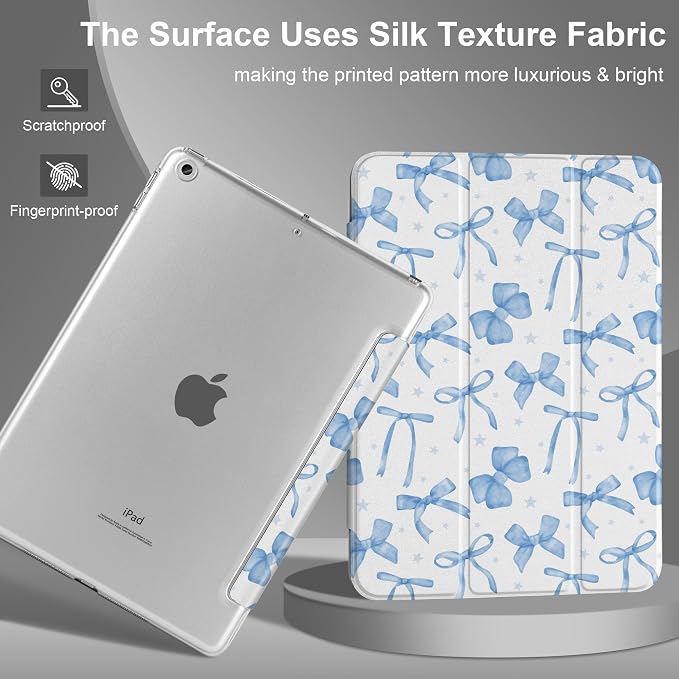 Compatible with iPad 10.2 Inch Case 2021 2020 2019 Smart Lightweight Trifold Stand Hard Plastic Transparent Cover Support Auto Sleep/Wake for iPad 10.2 9th/8th/7th Gen - Bear &amp Cherry