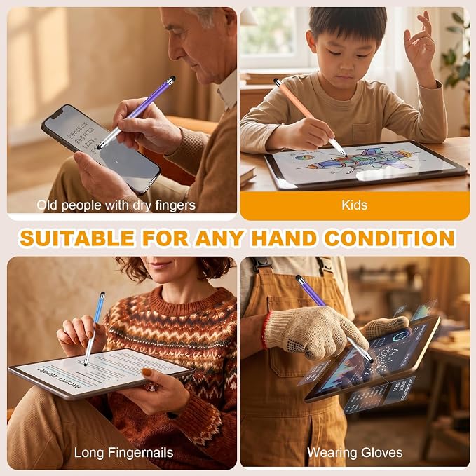 Stylus (10 Pcs) 2-in-1 Stylus Pen for Touch Screen High Precision and Sensitivity Suitable for iPad/iPhone/Samsung/Android Smartphone and Tablets Compatible with All Touch Screen