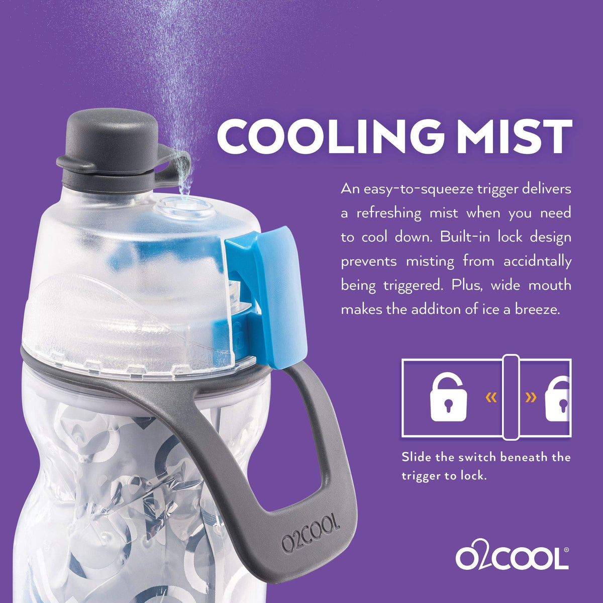 O2COOL Mist N Sip 20 oz Misting Sports Water Bottle 2-Pack Baseball