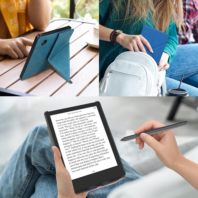 kwmobile Cover for Kobo Libra H2O Case - Slim PU Leather eReader Cover with Stand and auto Sleep funktion - Dark Blue