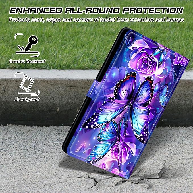 for Walmart Onn 10.1 2024 Onn 10.1 Gen 4 Universal Tablet Case 360 Degree Rotating Kickstand Protective Stand Case with Multiple Viewing PU Leather Shell Case Black Book Cat