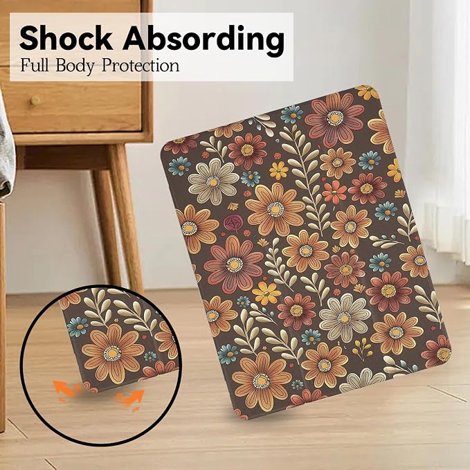 Lovmooful for iPad 9/8/7 Gen Case with Pencil Holder Cute-Bear Flower | Fit for iPad 9/8/7 (10.2-Inch2021/2020/2019 Model9th/8th/7th Generation)Soft TPUTrifold StandProtectiveGirly