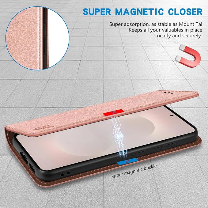 ZZXX for Samsung Galaxy S25 Wallet Case with [RFID Blocking] Card Slot Stand Strong Magnetic Leather Flip Fold Protective Phone Case for Samsung Galaxy S25 Case Wallet(Black-6.2 inch)