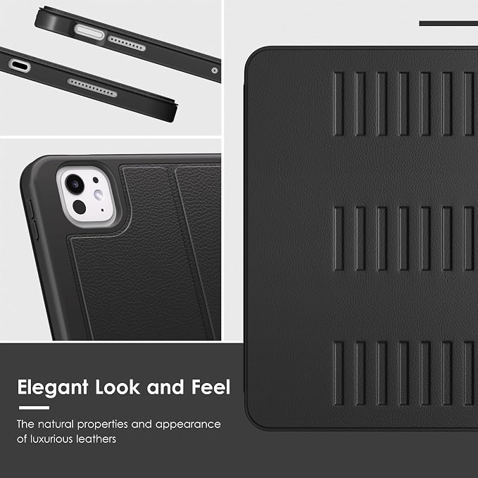 VIKESI Case for iPad Pro 11 inch (M5/M4) 2025/2024Multiple Angles Magnetic Stand CoverShockproof BackPencil Holderand Auto Sleep/WakeBlack