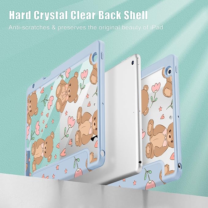 May Chen for iPad 9th Generation with Pencil Holder iPad 8th/7th Gen Case 10.2-inch [Penceil Holder] Trifold Stand Auto Wake/Sleep Clear TPU Protection Back Cover Ballet Shoes