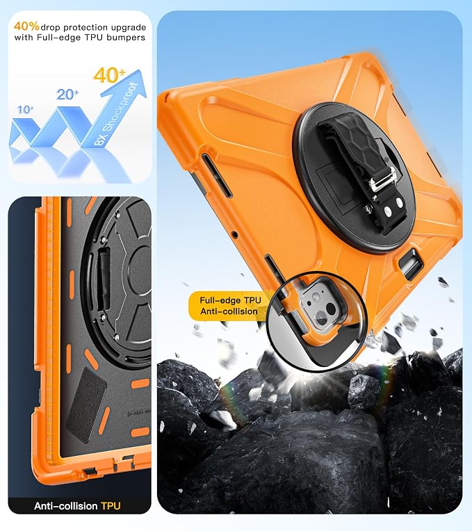 BRAECN Case for iPad Air 11 inch 2026(M4) 2025(M3) 2024(M2)iPad Pro 11 inch(4th/3rd/2nd/1st)&amp Air 10.9(5th/4th) Protective with Pencil Holder Screen Protector 360°Rotating Stand Handle Full Body
