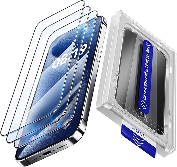 3 Pack Tempered Glass Privacy Screen Protector for iPhone 15 Pro Max 6.7 Inch Original Touch Sensitivity with Auto Alignment kit Bubble Free Case Friendly 9H Hardness