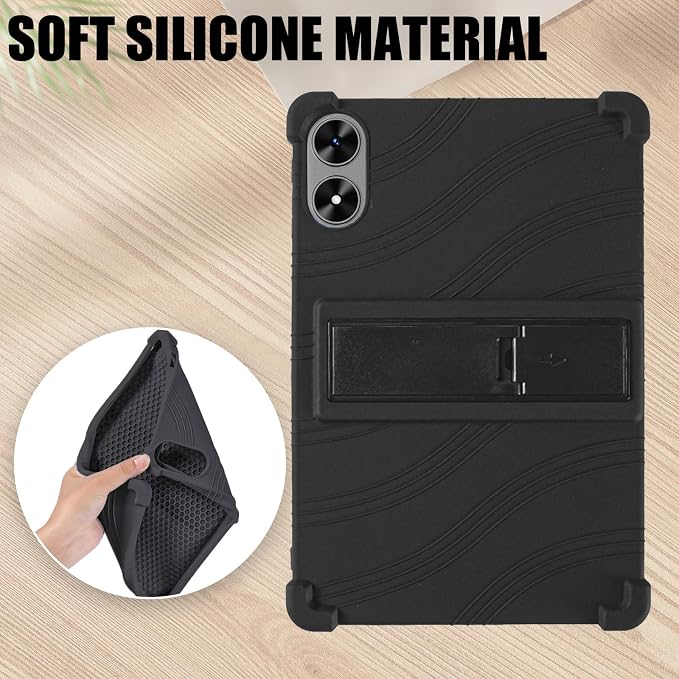 ATOOZ for SHARECLOUD P10_T Tablet Case 10.1 inch 2025Black | Soft Silicone Kids Case for Frameflow P10_A Tablet with PC Stand
