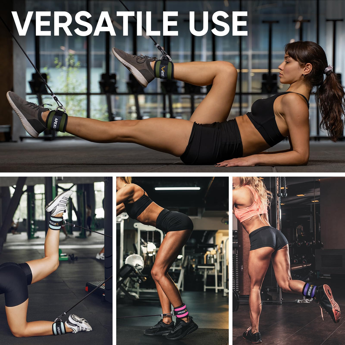 APEXUP Ankle Strap for Cable Machine, Ankle Resistance Bands, Cable Kick Back Straps for Gym, Glute Workouts, Leg Extensions, Adjustable Straps with Neoprene Padding (Single, Mocha)
