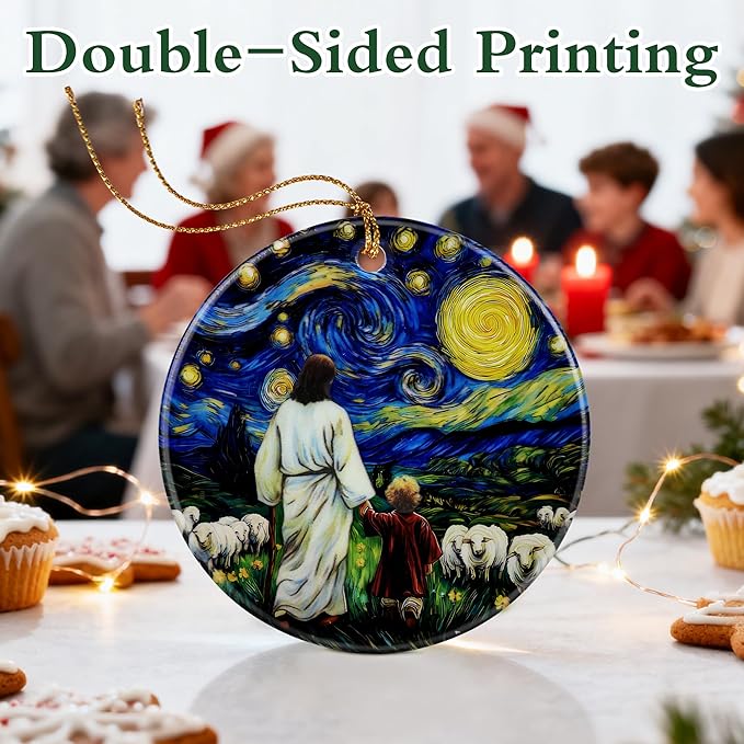 Jesus with Child Ornament, Starry Night Ornament, Christian Christmas Ornaments, Religious Christmas Decorations, Christian Home Decor, Christian Gift, Religious Gifts, Gifts for Christians