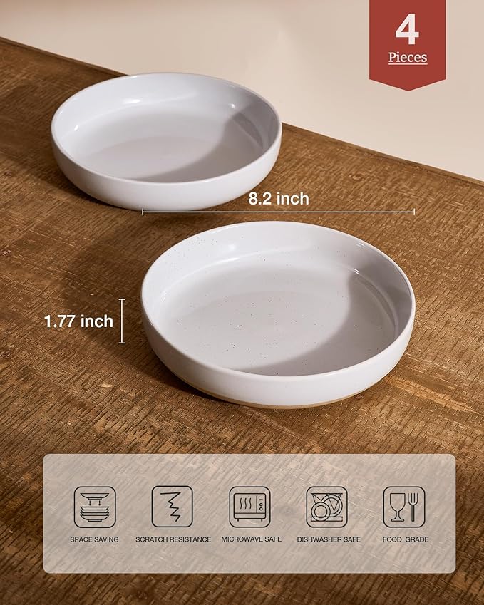 famiware Milkyway 33 oz Bowl Set, Pasta Bowls Set of 4, Salad Bowls Perfect for Your Friend for Housewarming, Thanksgiving, Christmas, Light Gray