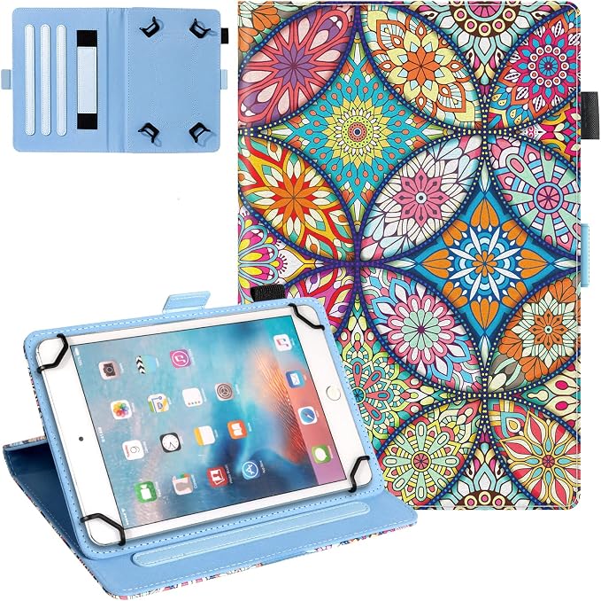 Dteck Universal Case (7.9 to 8.4) - Fold Stand Protective Flip Case for Apple iPad mini/Samsung Galaxy Tab 8.0 8.4 /Lenovo Tab 8 /onn. 100003561 8 Tablet Pro/Android Tablet 8 Inch (Blue Pink)
