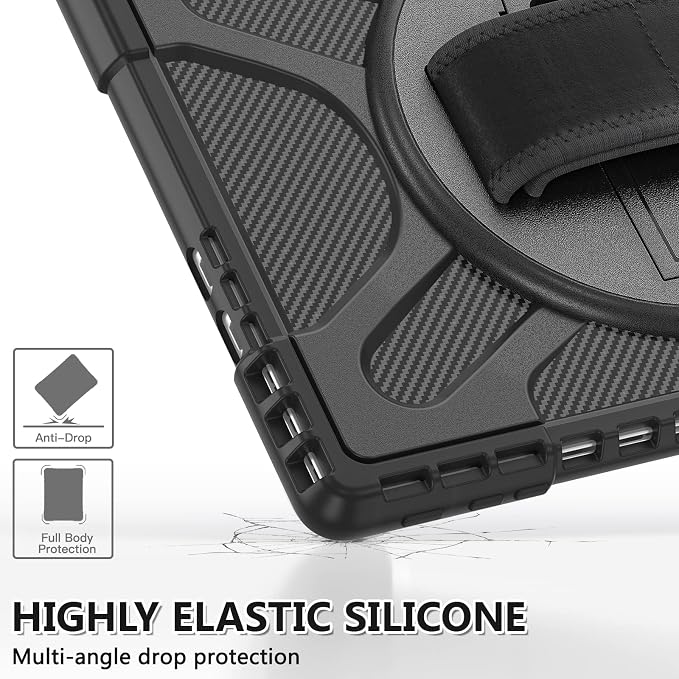 ZenRich Rugged Case for Microsoft Surface Pro 12 (2025)12 inch | Shockproof Hard Protective Case with 360 Rotating KickstandPen Holder and Hand Strap Compatible with Type Cover Keyboard
