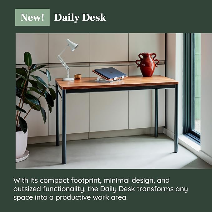 Branch Daily Desk - Functional at Home Office Desk with Effortless Assembly, Timeless Design, Rounded Corners, and Built-in Cable Notch - 36” W x 28.5” H x 24” D - White Work Table