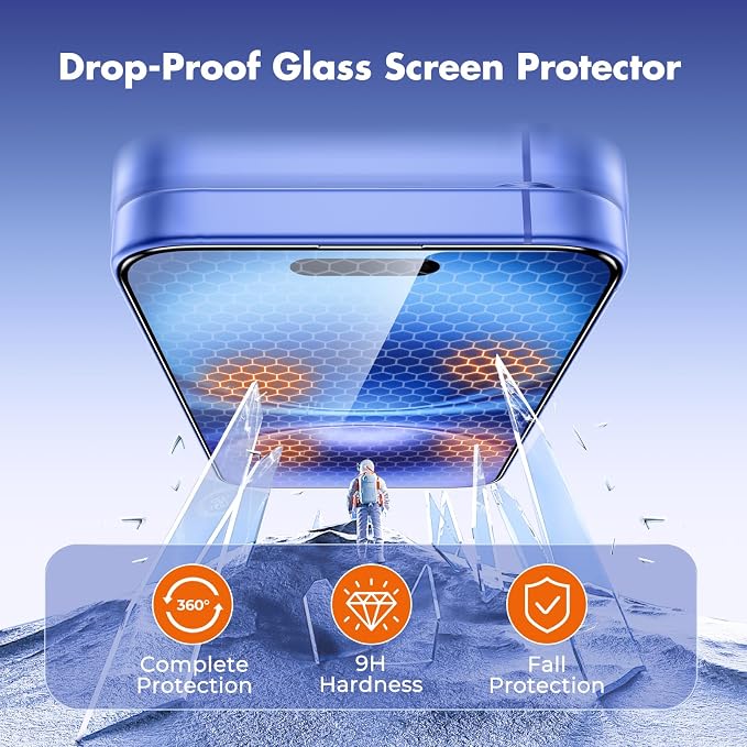 UNBREAKcable 3-Pack Screen Protector for iPhone 15 Double Shatterproof Tempered Glass [Easy Installation Frame] [99.99% HD Clear] [9H Hardness] [Full Coverage] [Case Friendly] for Apple 15 6.1 inch