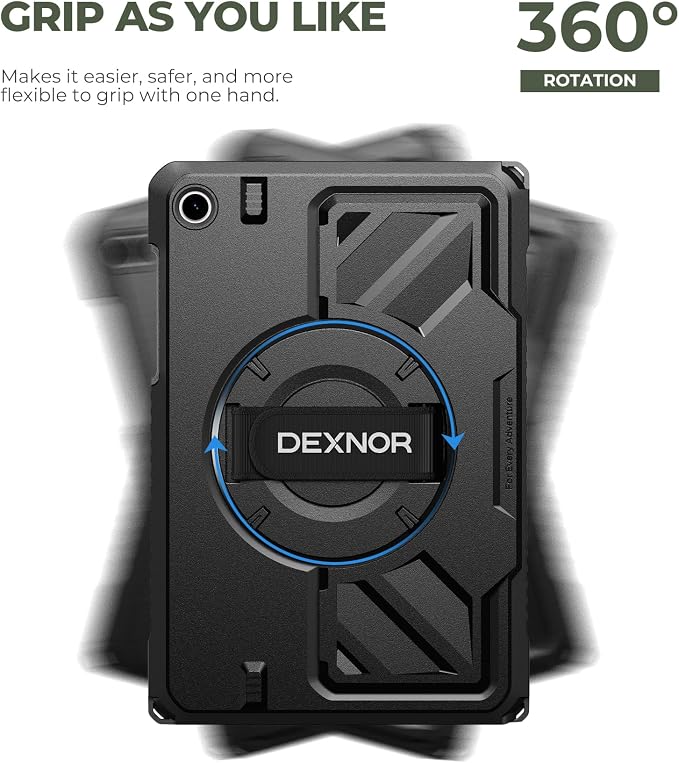 Dexnor Case for Samsung Galaxy Tab A11+/A11 Plus 11 inch 2025 Rugged Protective Case with 360° Rotating Hand Strap &amp Large Steady Stand &amp Screen Protector Shockproof Full-Body Bumper Cover B